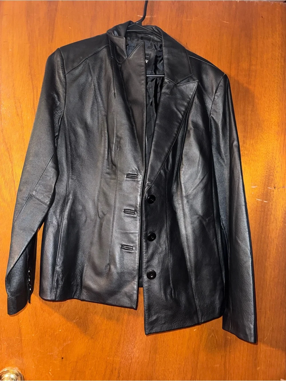 Vintage East 5th Genuine Leather Blazer Jacket Women’s Large Black 90s Y2K